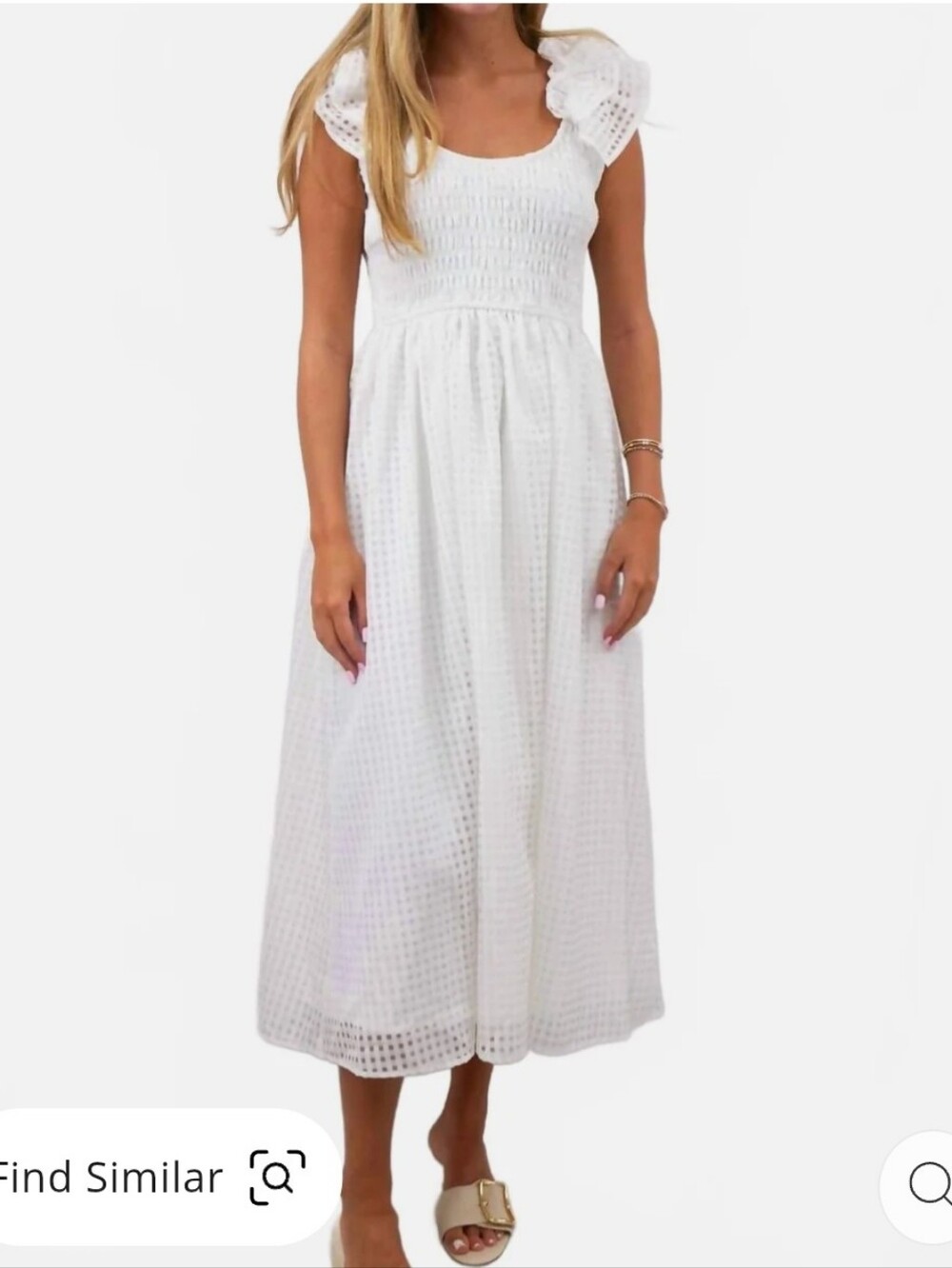 Entrso Smocked Ruffle Midi Dress NWT